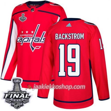 Miehille NHL Washington Capitals Pelipaita Nicklas Backstrom 19 2018 Stanley Cup Final Patch Adidas Punainen Authentic